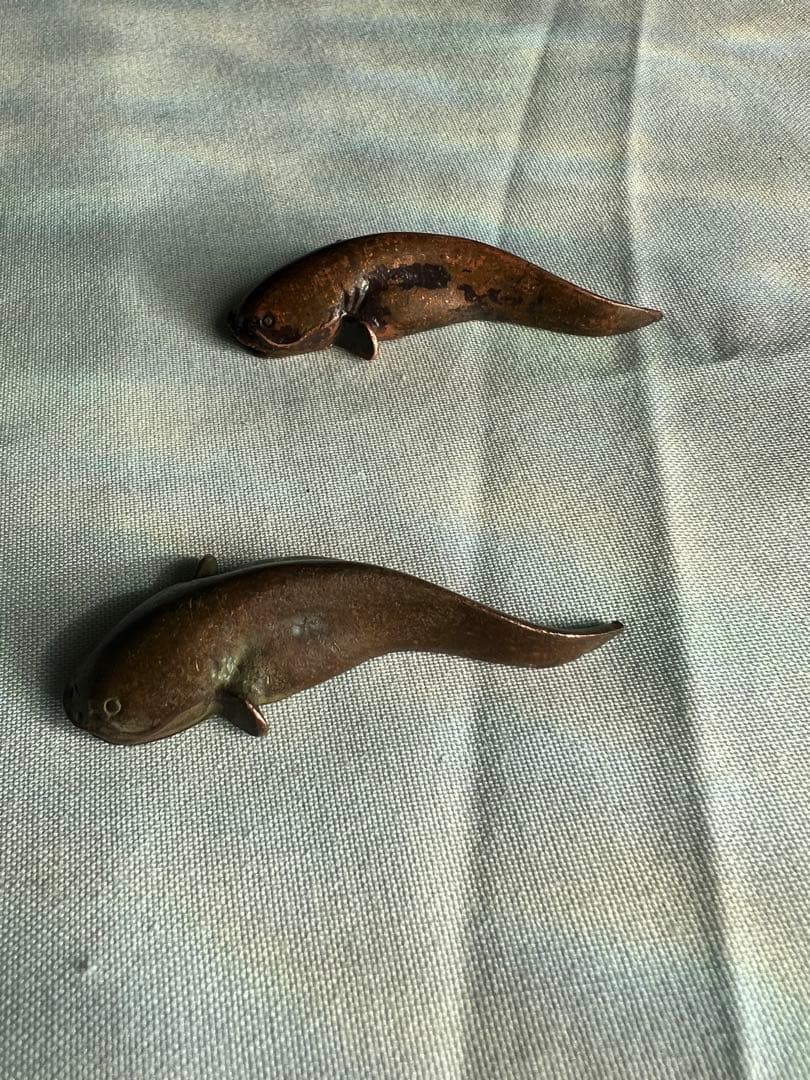 銅製 魚 置物（銘あり）