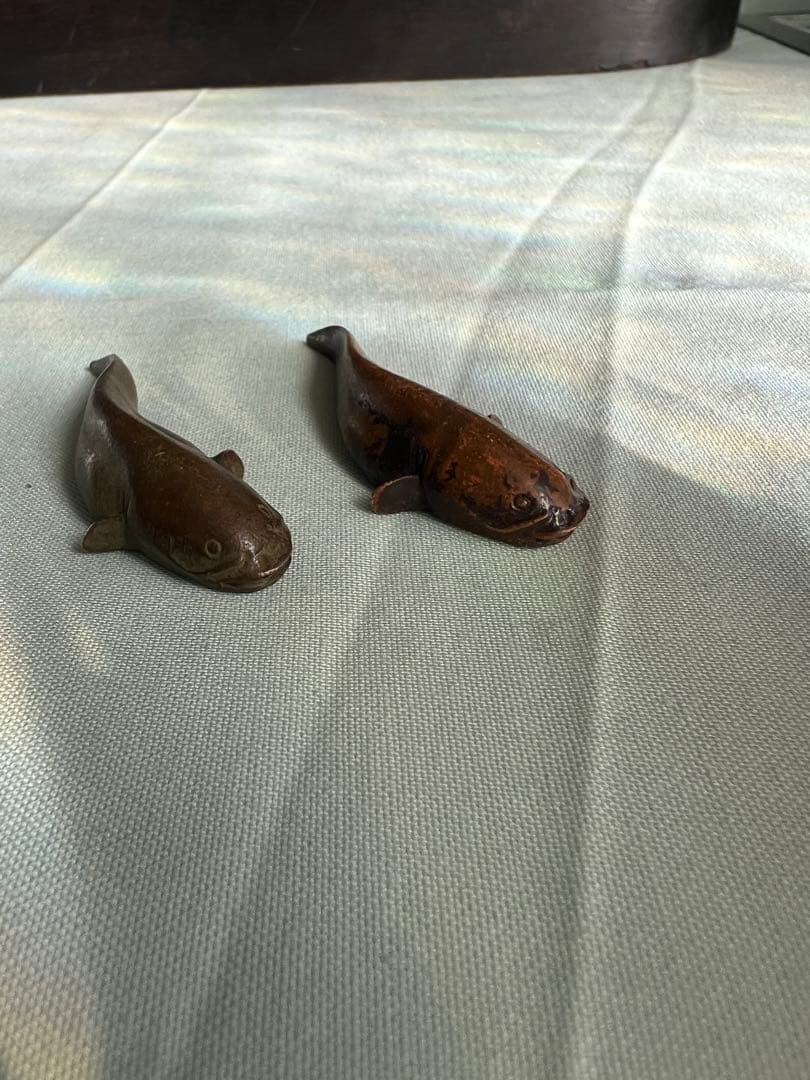 銅製 魚 置物（銘あり）