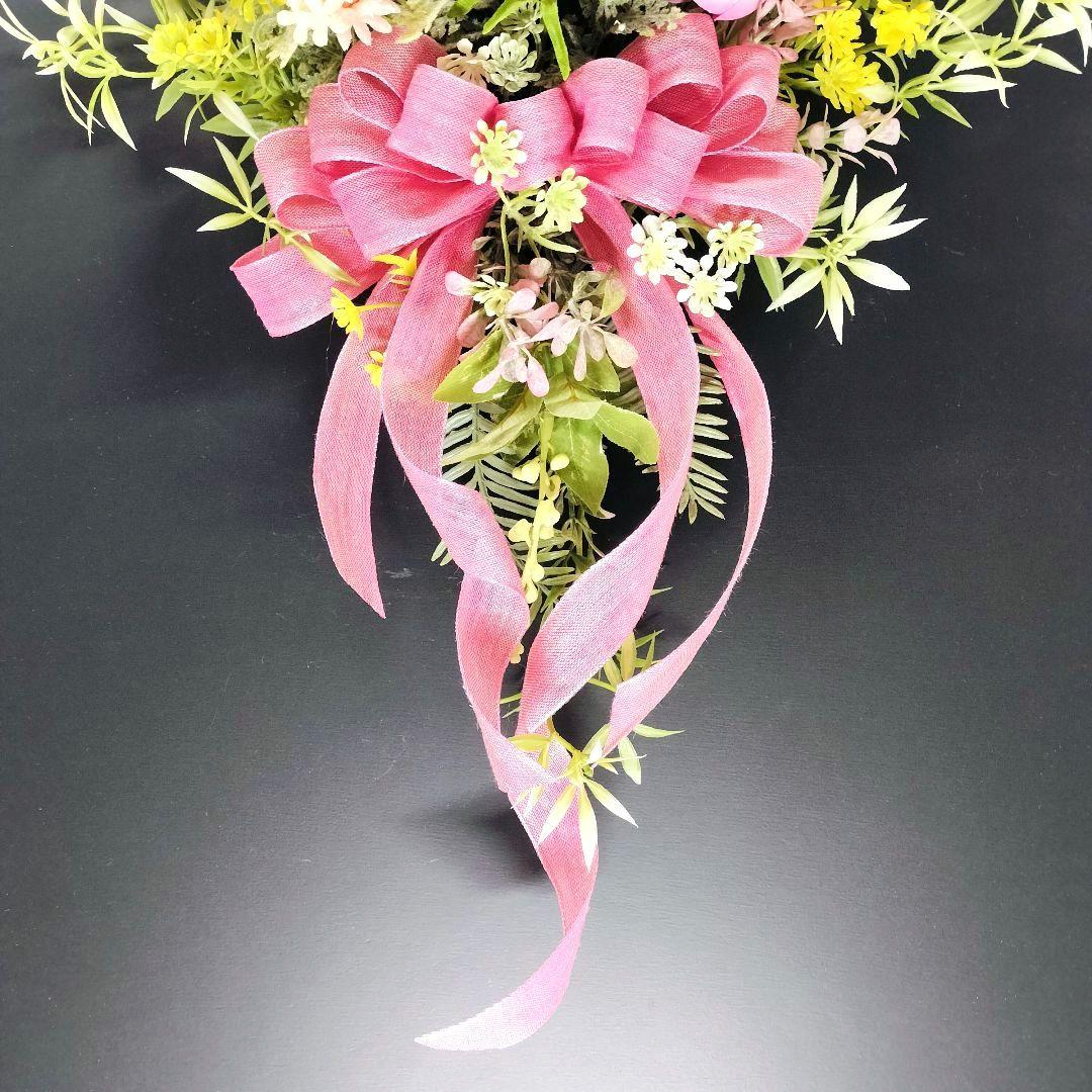 商品名【優花】キュート❤️ピンク系花束風スワッグリース 春リース 玄関リース