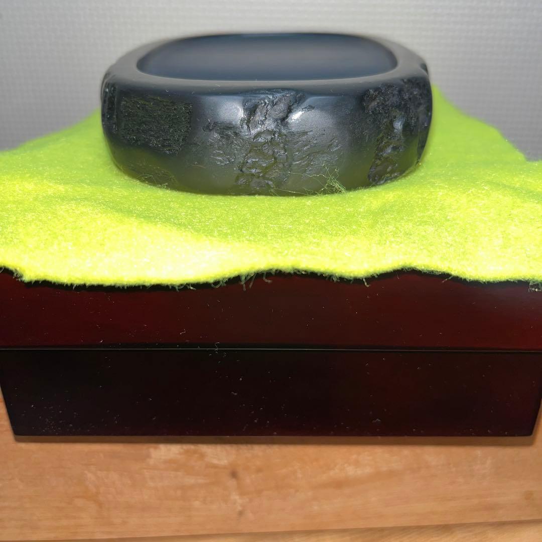 ⭕️雨畑硯　雨畑真石　硯匠　瑞軒　天然硯　マニア好み作品　希少　石紋の星が金色