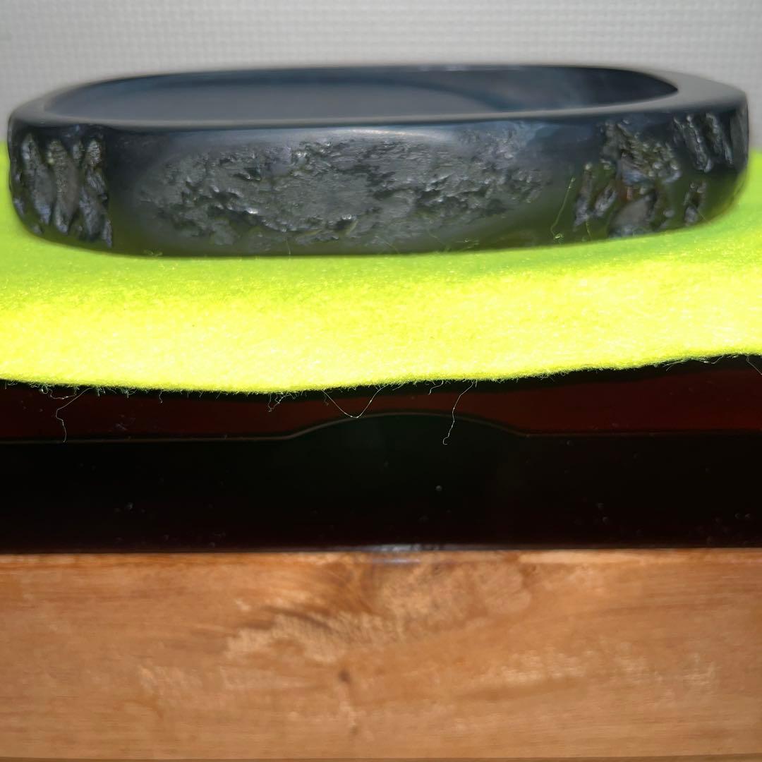 ⭕️雨畑硯　雨畑真石　硯匠　瑞軒　天然硯　マニア好み作品　希少　石紋の星が金色