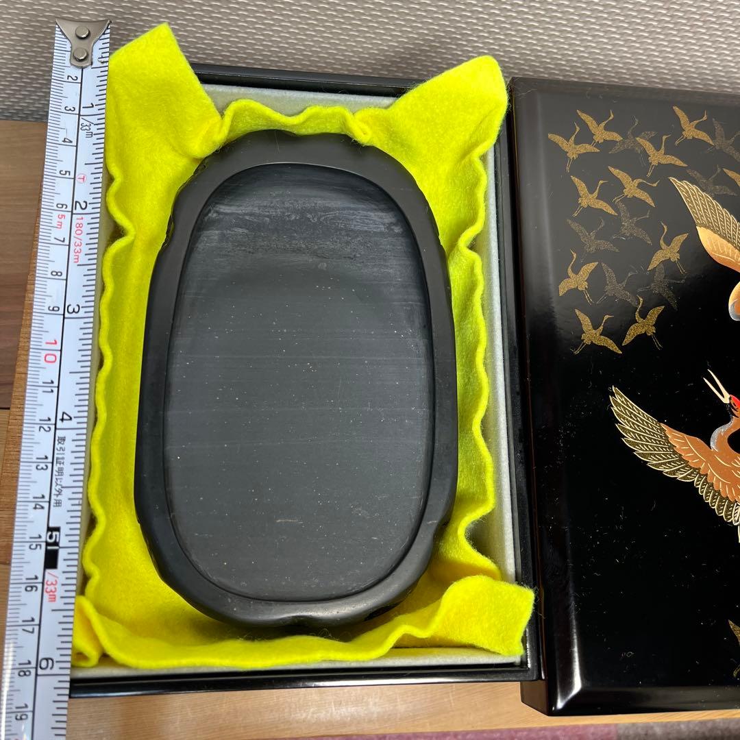 ⭕️雨畑硯　雨畑真石　硯匠　瑞軒　天然硯　マニア好み作品　希少　石紋の星が金色