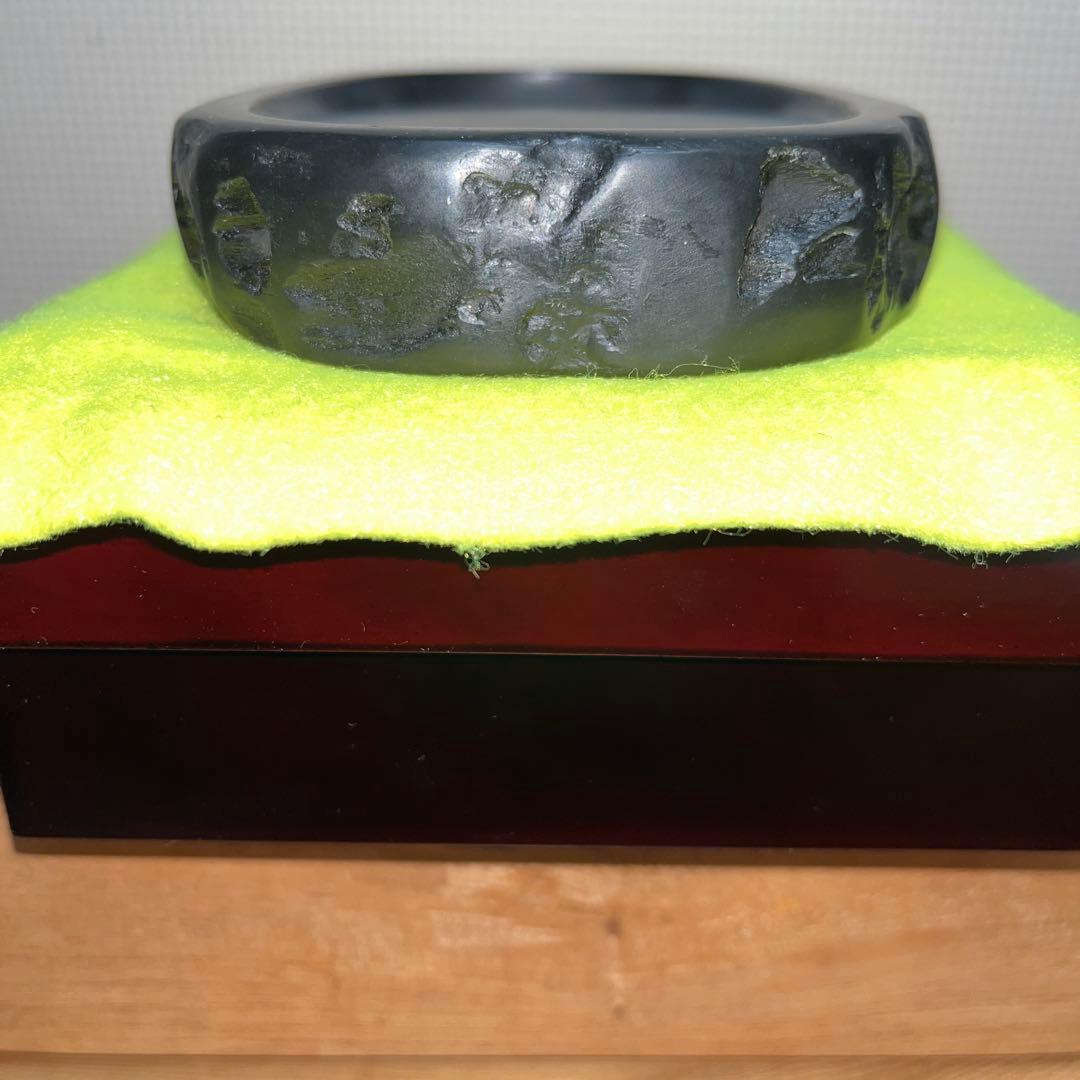 ⭕️雨畑硯　雨畑真石　硯匠　瑞軒　天然硯　マニア好み作品　希少　石紋の星が金色