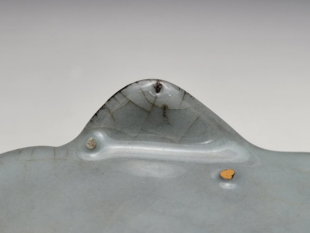 青磁 曇型 四足 筆洗 宋元時代 幅約13.2cm