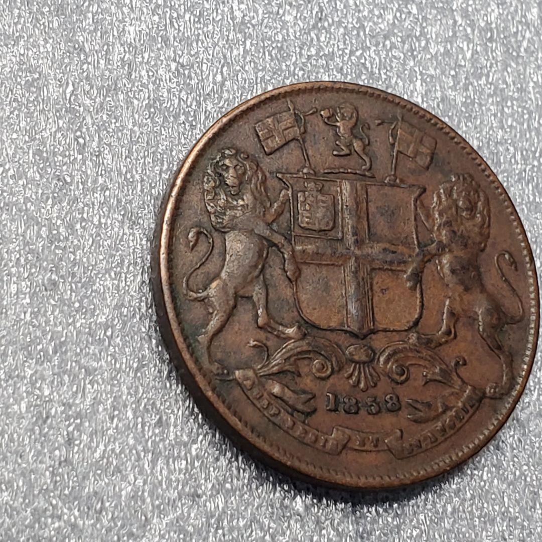 3163.　極美品　貴重？　1858年 東インド会社　1クォーター　アナ