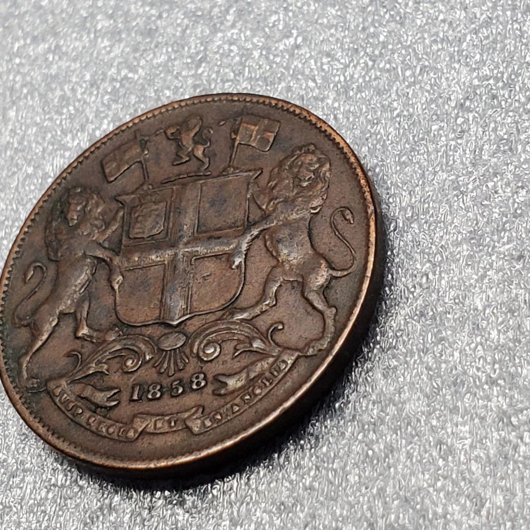 3163.　極美品　貴重？　1858年 東インド会社　1クォーター　アナ