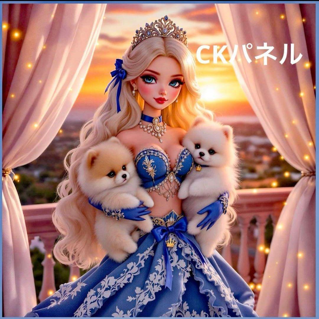 激レアポメラニアンと女の子パネル生地　ハンドメイド