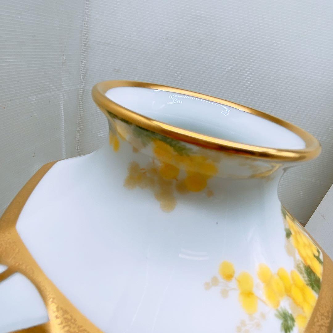 r*o様 大倉陶園 OKURA CHINA 八角 花瓶 ミモザ 82A/5246
