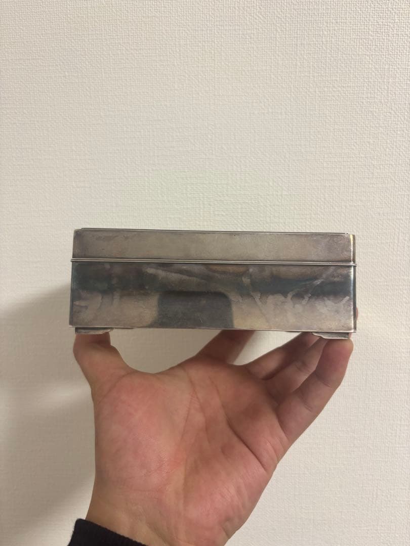 富士絵純銀巻煙草入 在銘 勝則作 純銀 三越製 刻印 在銘 シルバー 774g