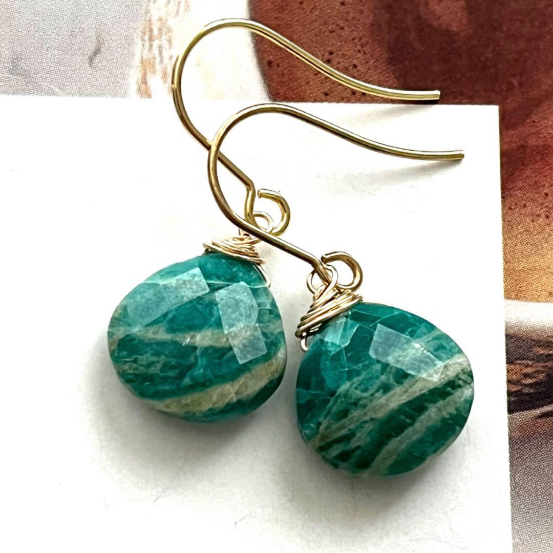 M☺︎ 1点作品☺︎ ロングペアシェイプカーネリアンピアス