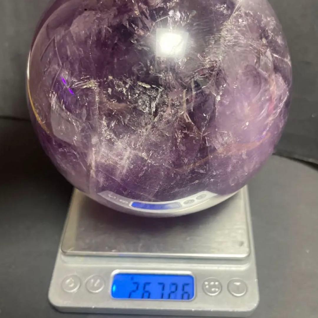 逸品大宝珠アメジスト 紫水晶 レインボー　丸玉 スフィア 天然石 パワーストーン