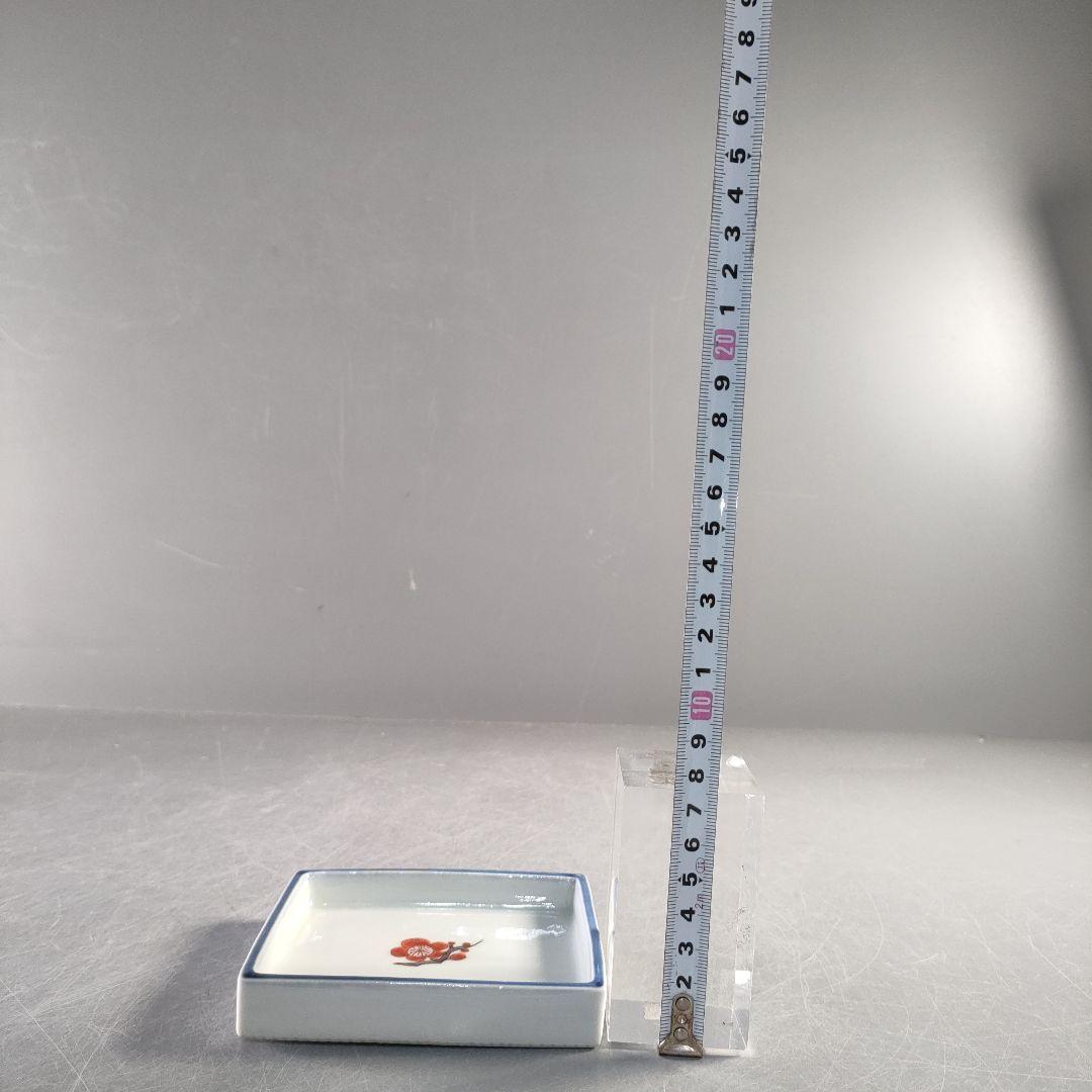 A1317-5/平安香仙 造/角梅絵小皿10客/共箱/銘々皿/飾皿/角皿/盛皿/