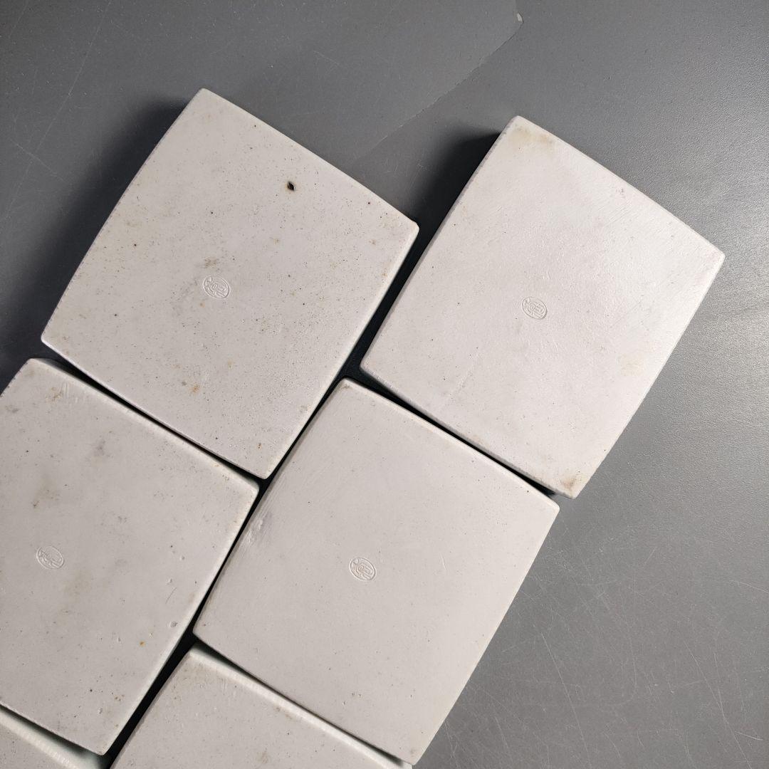 A1317-5/平安香仙 造/角梅絵小皿10客/共箱/銘々皿/飾皿/角皿/盛皿/