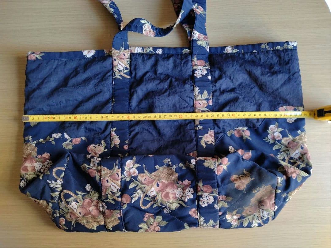 アキアカネ トートバッグ 紺 レース 花 大きめ