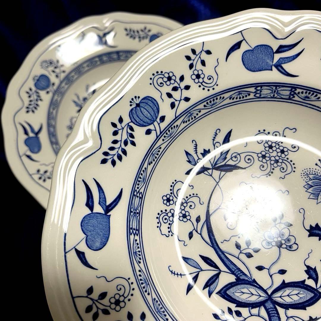NIKKO ７枚　Loire Blue ブルーオニオン 深皿 カレー皿 大皿