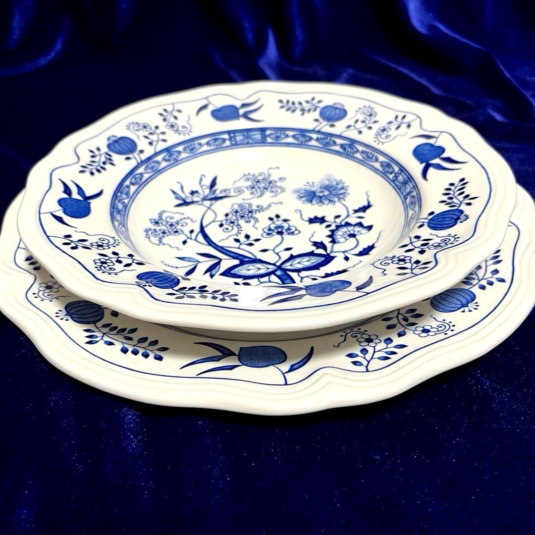 NIKKO ７枚　Loire Blue ブルーオニオン 深皿 カレー皿 大皿