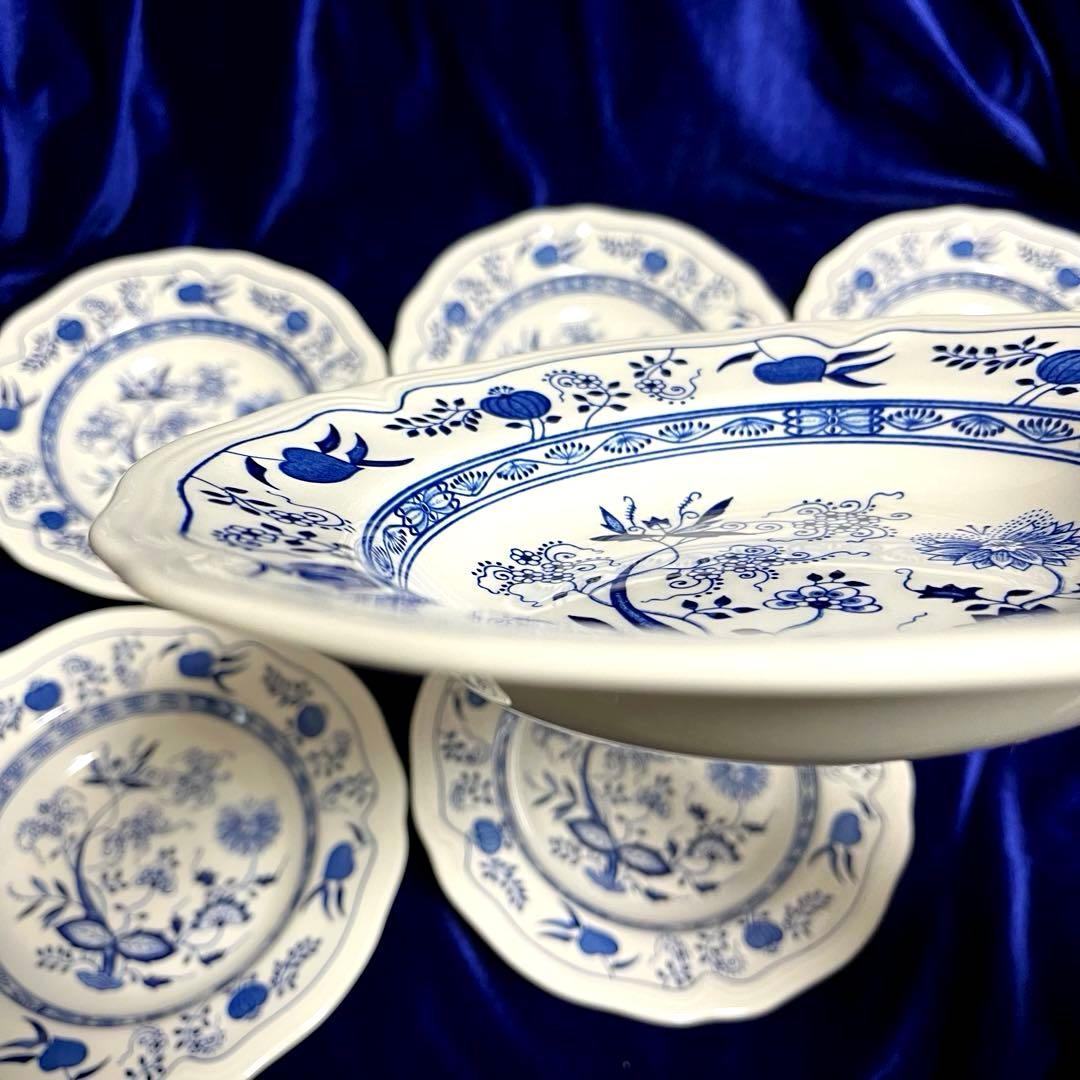 NIKKO ７枚　Loire Blue ブルーオニオン 深皿 カレー皿 大皿