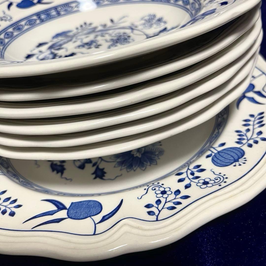 NIKKO ７枚　Loire Blue ブルーオニオン 深皿 カレー皿 大皿
