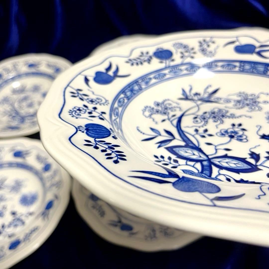 NIKKO ７枚　Loire Blue ブルーオニオン 深皿 カレー皿 大皿