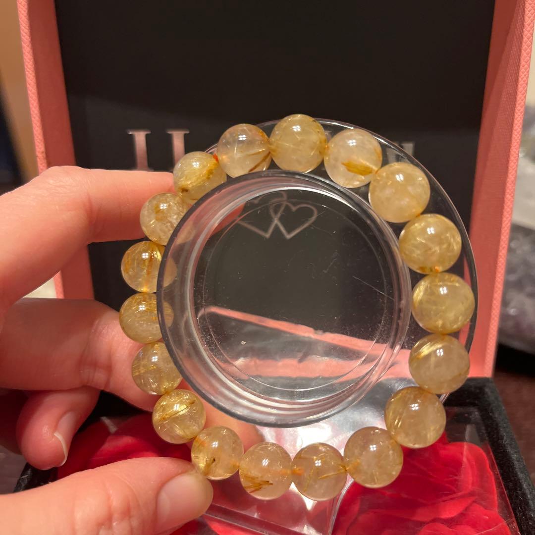 天然石ブレスレット　ゴールドルチルクォーツ　タイチンルチルクォーツ