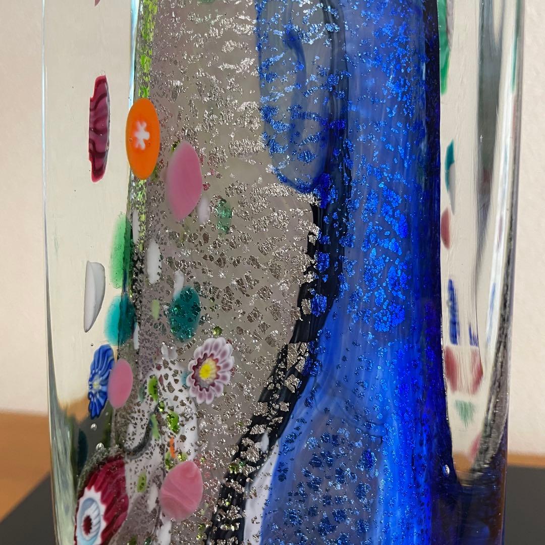 黒木国昭作品　夢光琳ランプ　プラチナ象嵌　サイン有り・箱付き