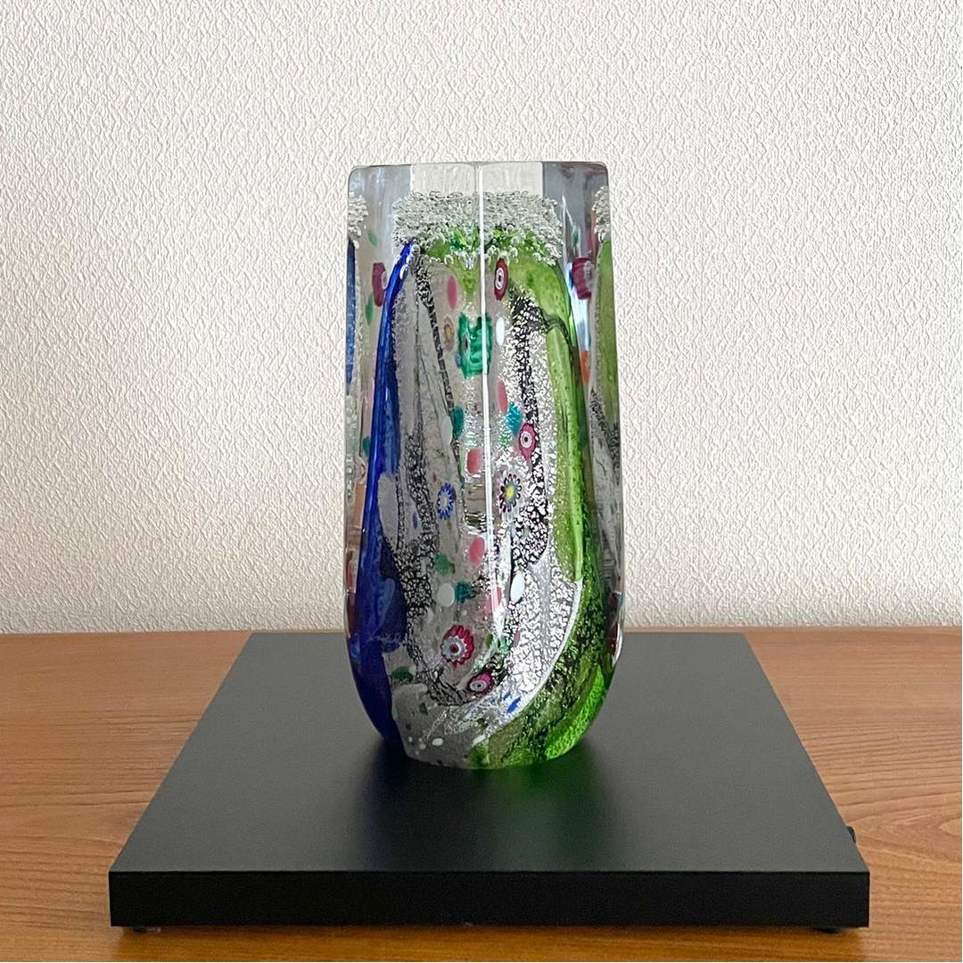 黒木国昭作品　夢光琳ランプ　プラチナ象嵌　サイン有り・箱付き