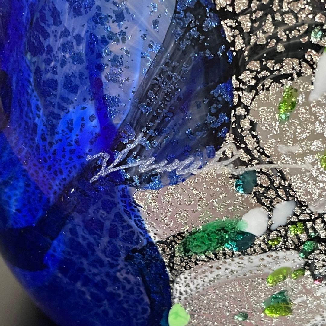 黒木国昭作品　夢光琳ランプ　プラチナ象嵌　サイン有り・箱付き