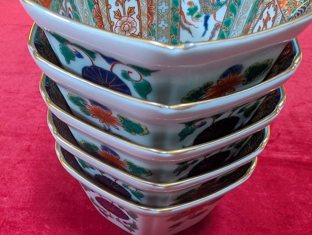 幸楽窯　錦山水　小鉢5客