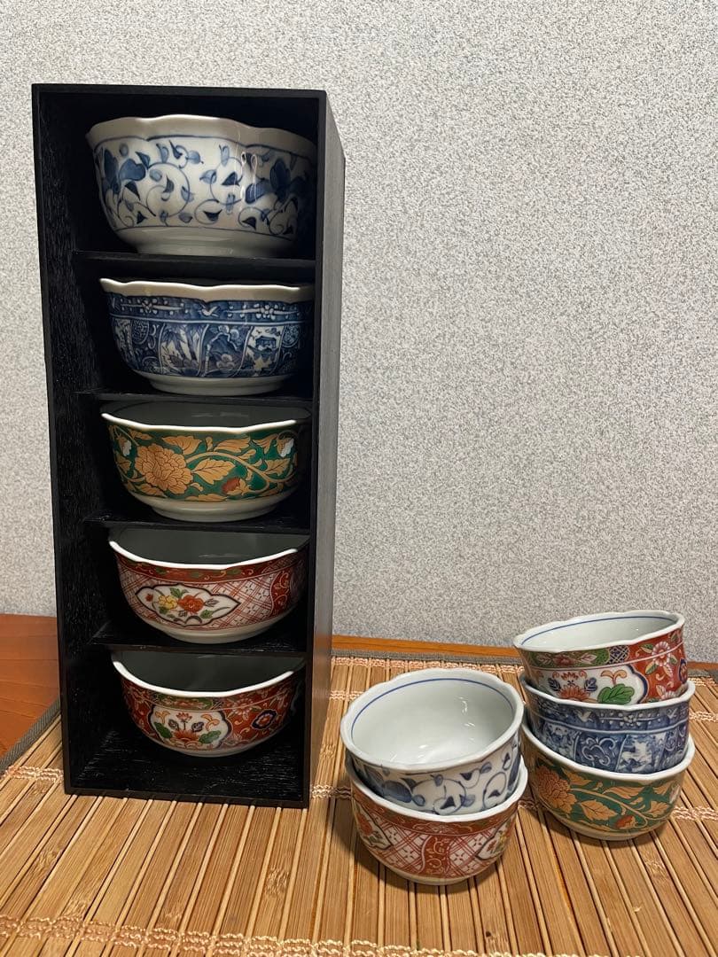 【新品未使用】染錦五彩親子鉢揃　大小鉢　5客　和食器　会席　三洋陶器