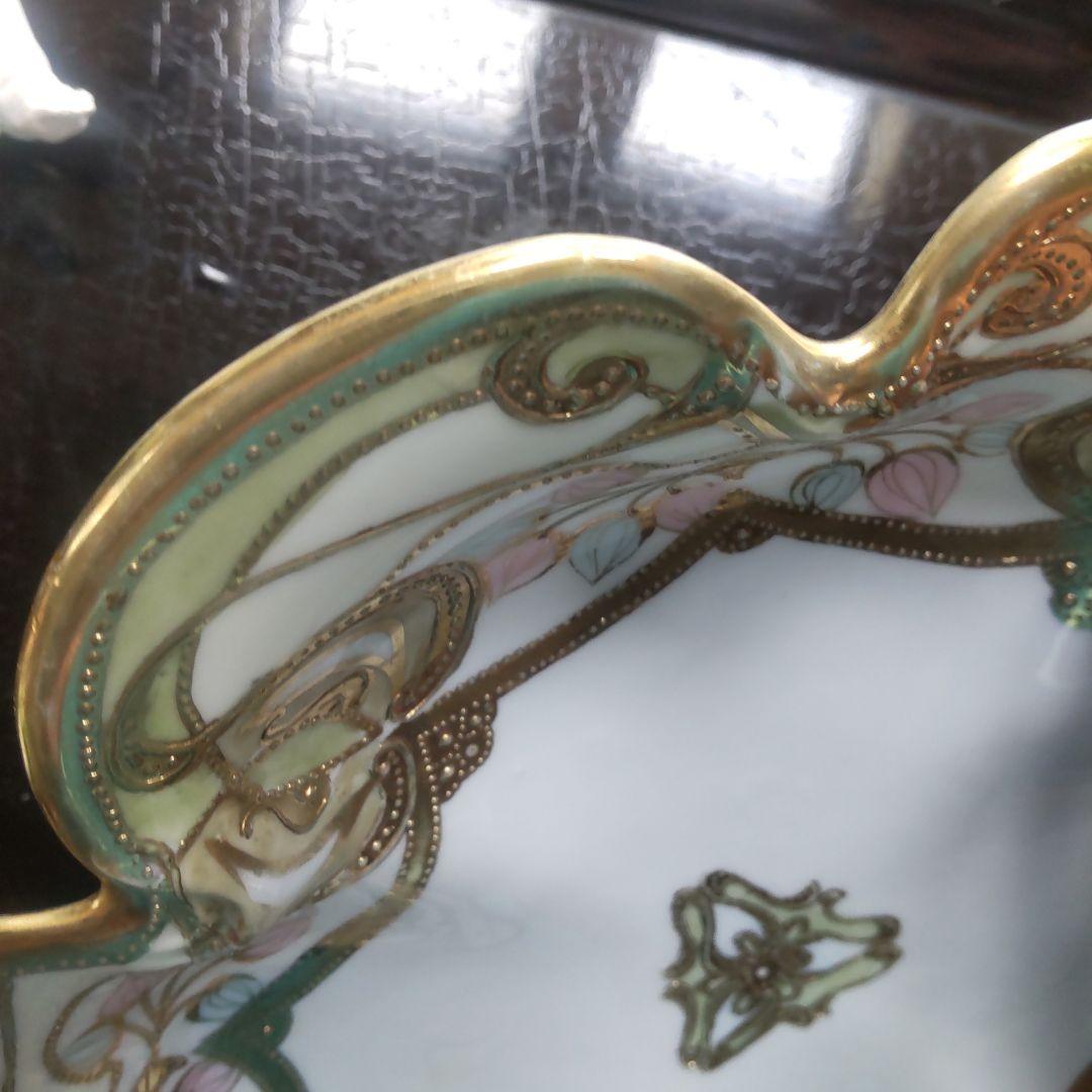 オールドノリタケ RC　ロイヤルクロッキー　ニッポンマーク 金彩盛上 手付 皿