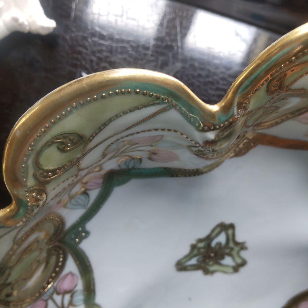 オールドノリタケ RC　ロイヤルクロッキー　ニッポンマーク 金彩盛上 手付 皿