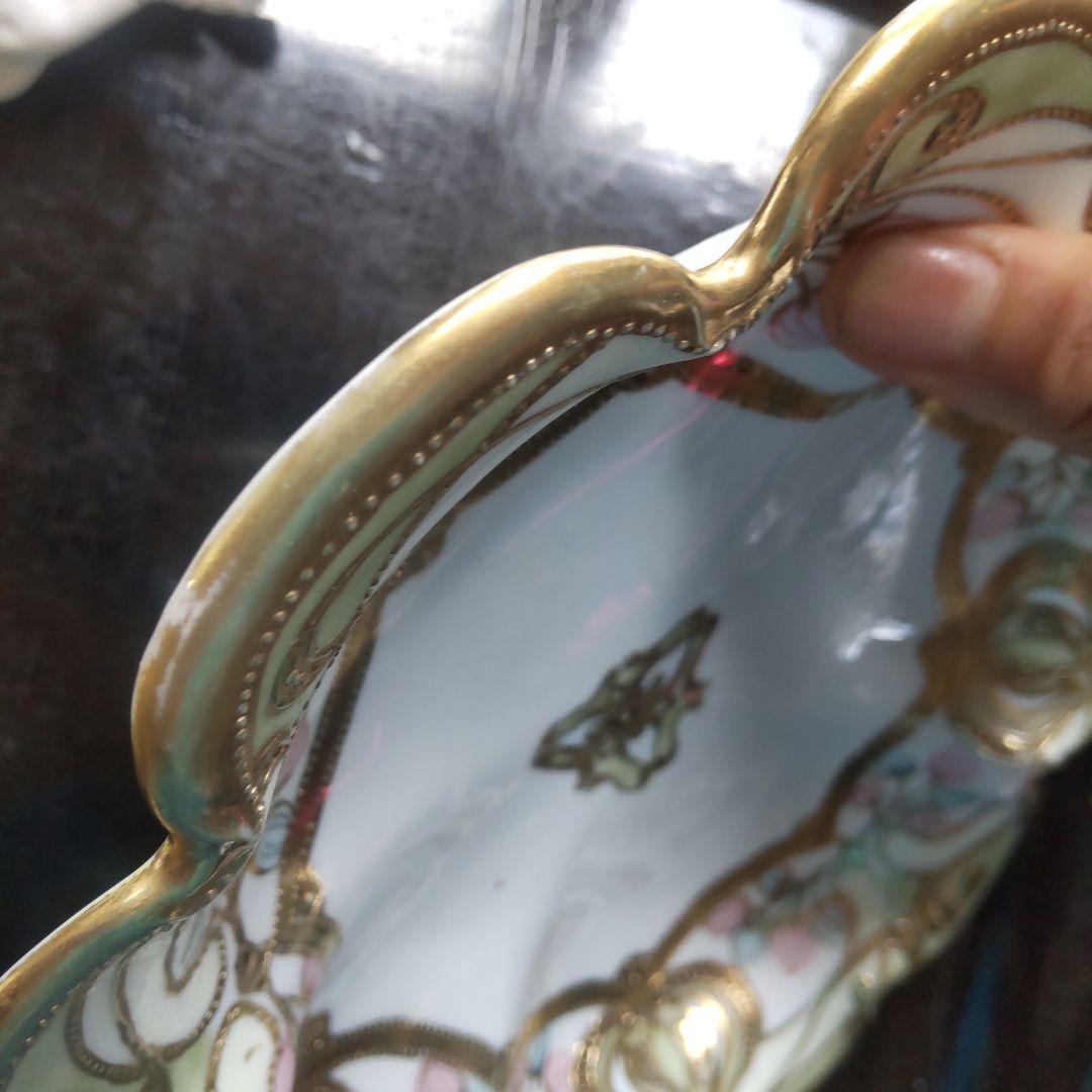 オールドノリタケ RC　ロイヤルクロッキー　ニッポンマーク 金彩盛上 手付 皿