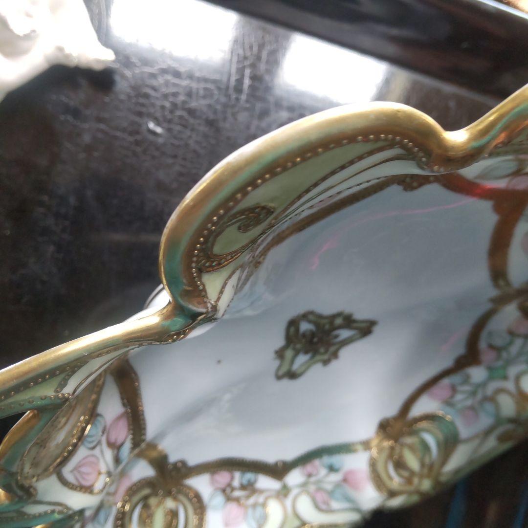 オールドノリタケ RC　ロイヤルクロッキー　ニッポンマーク 金彩盛上 手付 皿