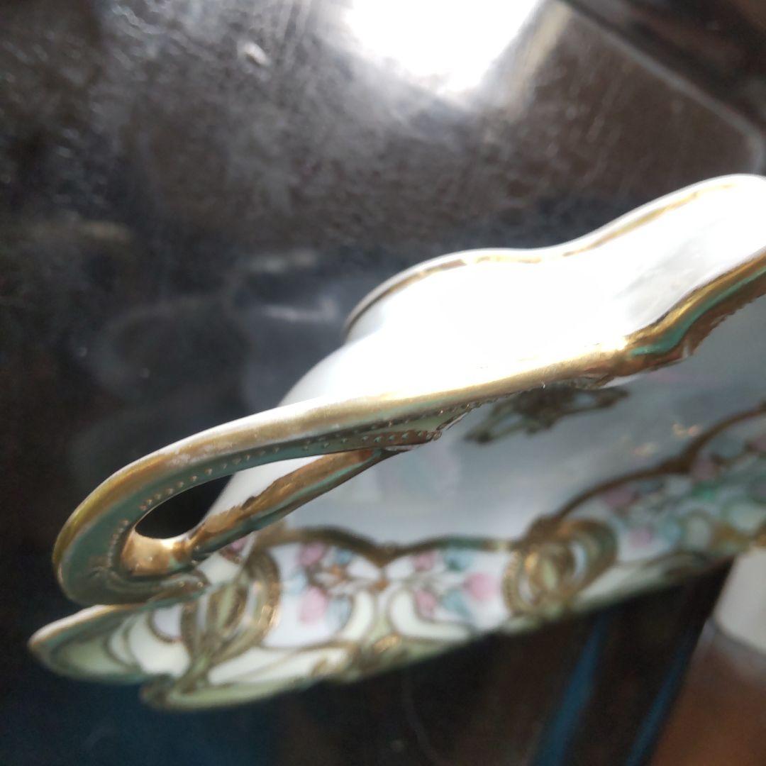 オールドノリタケ RC　ロイヤルクロッキー　ニッポンマーク 金彩盛上 手付 皿