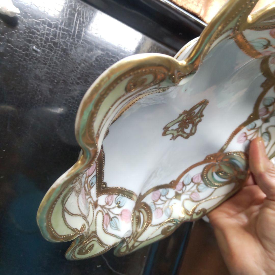 オールドノリタケ RC　ロイヤルクロッキー　ニッポンマーク 金彩盛上 手付 皿