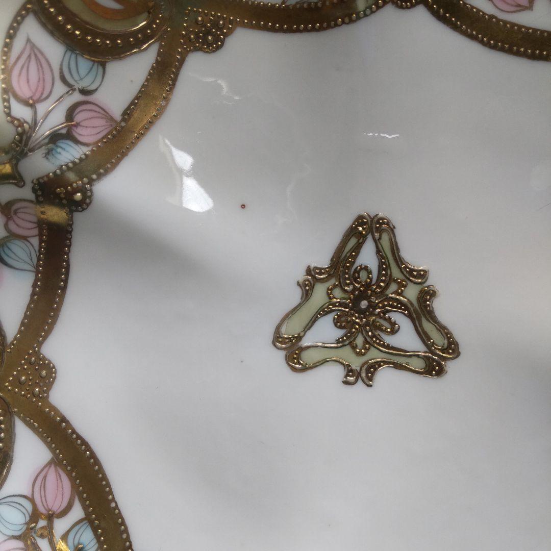 オールドノリタケ RC　ロイヤルクロッキー　ニッポンマーク 金彩盛上 手付 皿