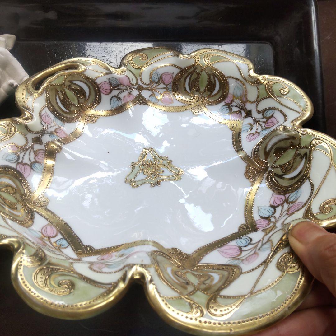 オールドノリタケ RC　ロイヤルクロッキー　ニッポンマーク 金彩盛上 手付 皿