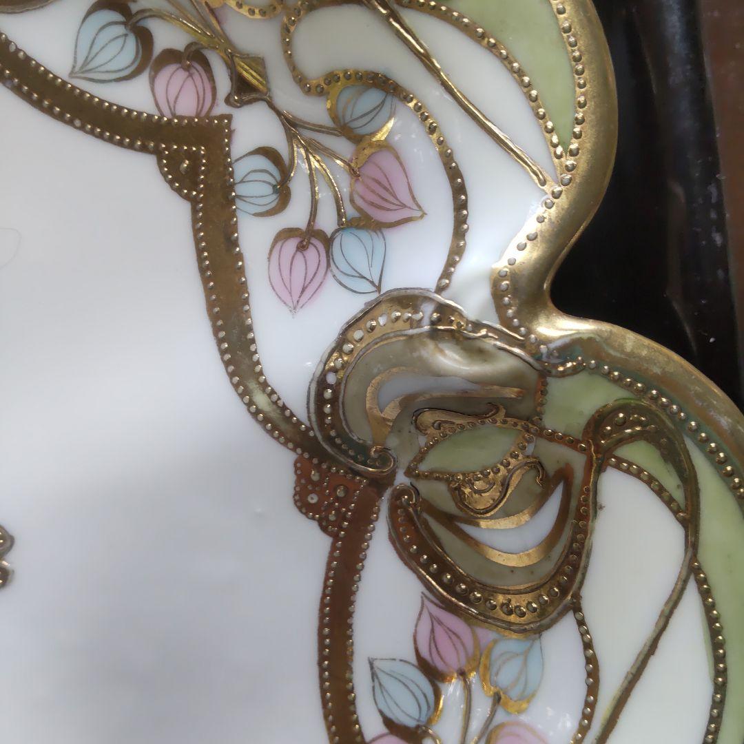 オールドノリタケ RC　ロイヤルクロッキー　ニッポンマーク 金彩盛上 手付 皿