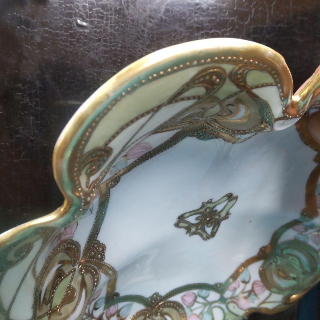 オールドノリタケ RC　ロイヤルクロッキー　ニッポンマーク 金彩盛上 手付 皿