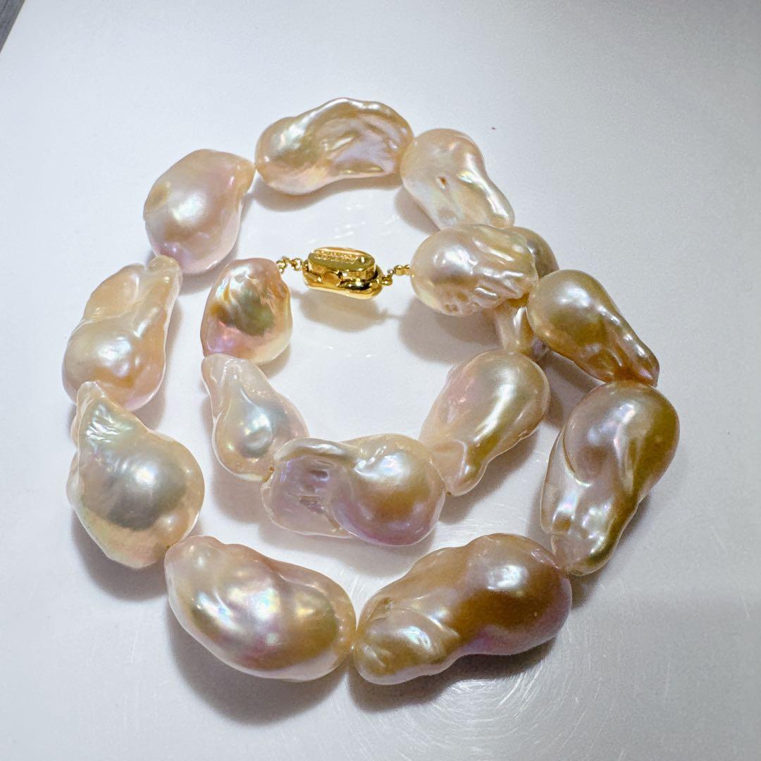 オイスターパール淡水パール美品オイスターパールネックレスNO25-2502