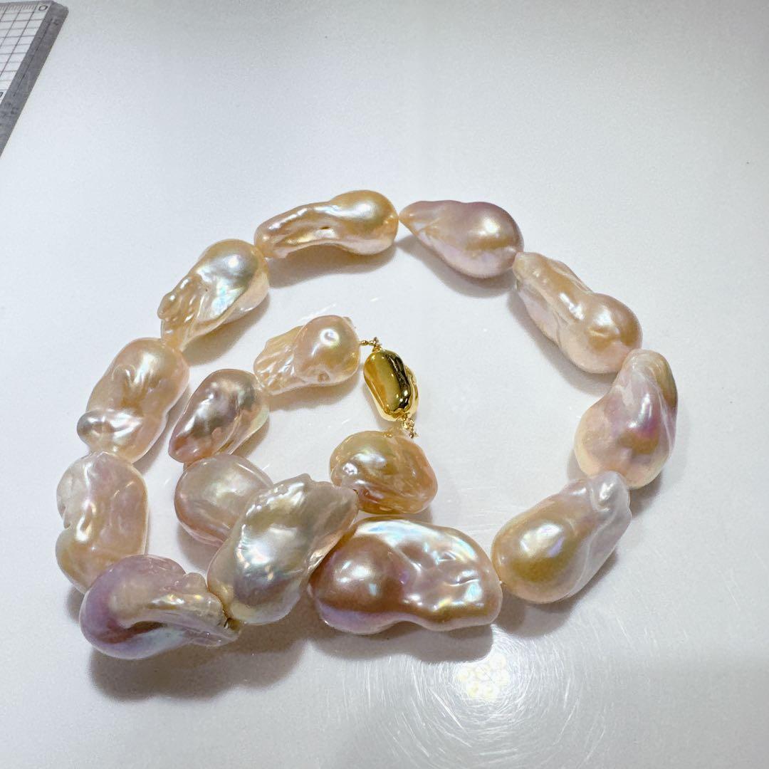 オイスターパール淡水パール美品オイスターパールネックレスNO25-2502