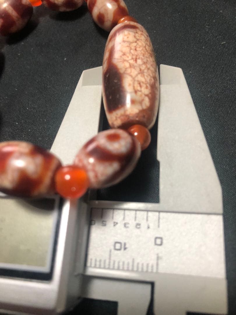 西蔵老礦紅朱砂吉祥観音財神天珠ブレスレット