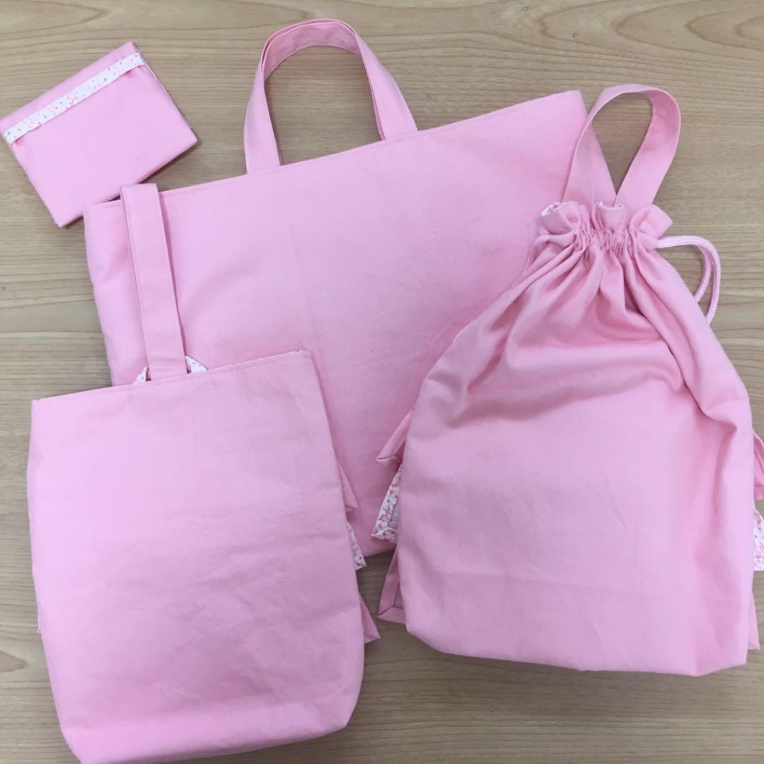 入園入学グッズ　花柄×ピンク　4点セット