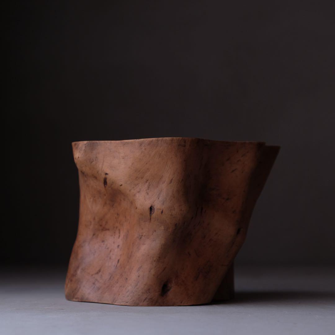 渦巻型の木製花台　オブジェ 置物 アート 芸術 古家具 古道具 骨董 古民具