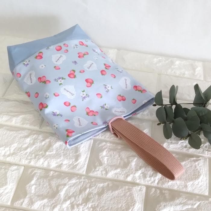 《送料無料》通園・通学3点セット・いちごとハートレース・ブルー　＃n1394