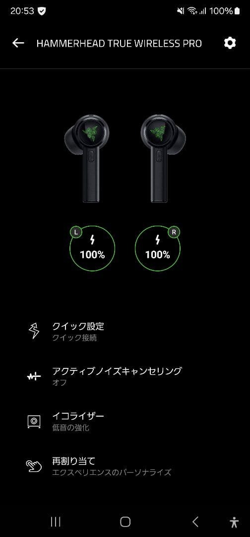 ヘッドホン Razer Hammerhead TRUE WIRELESS PRO