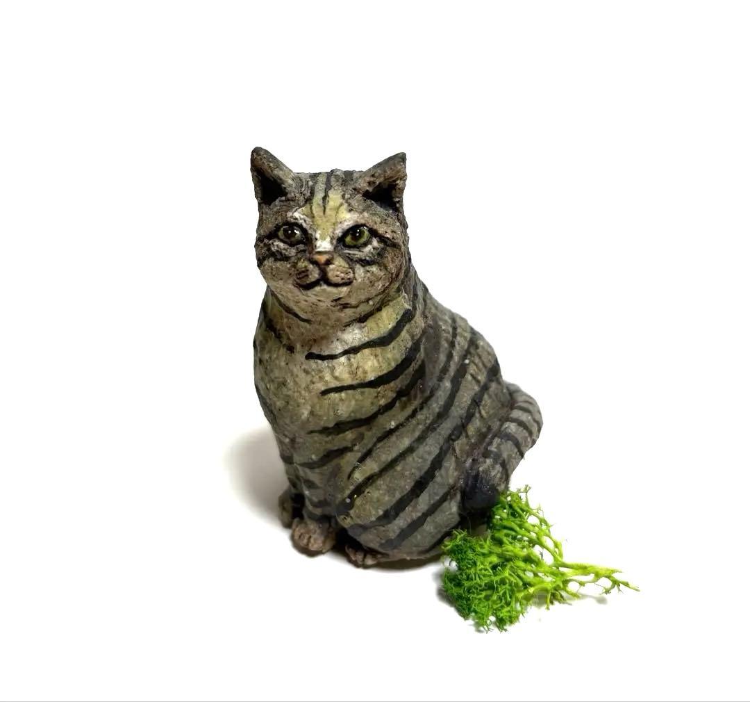 リアルキジトラ猫ちゃん❤️招き猫、陶器人形、置物、猫人形、キジトラ猫、縁起物、作家