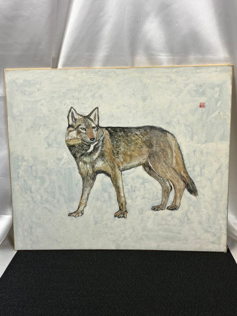 【額無水彩画】オオタカ・オオカミ 2枚セット　川崎 信夫 3087