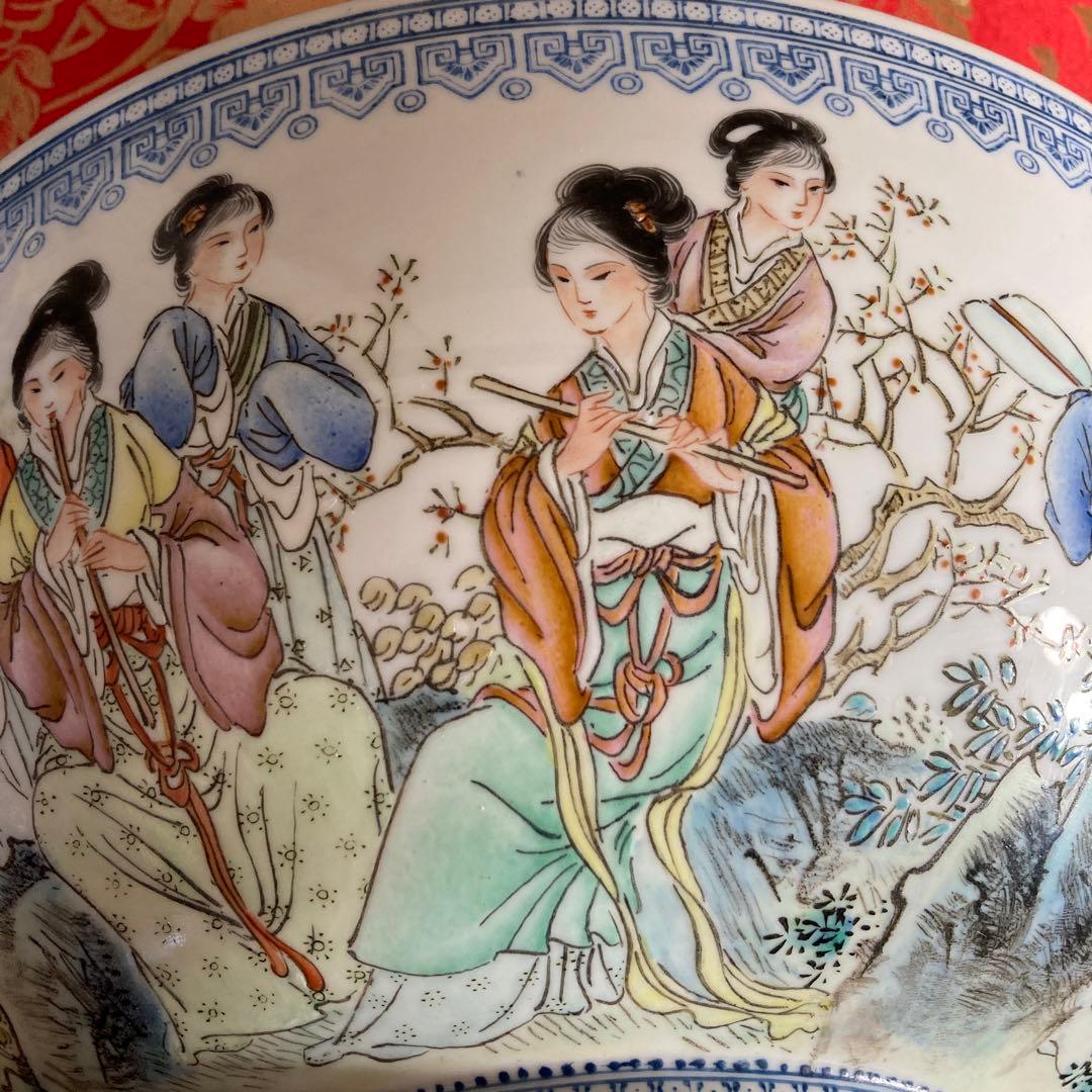 【景徳鎮製】景徳鎮の伝統　中国の名窯　乾隆年製　錦宮廷女官図　極薄胎　大鉢