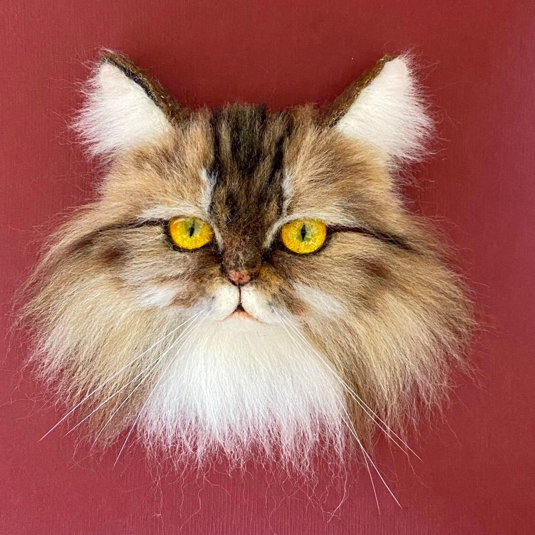 【今月の推し猫】羊毛フェルトブローチ リアルで可愛いペルシャ猫　キャリコ